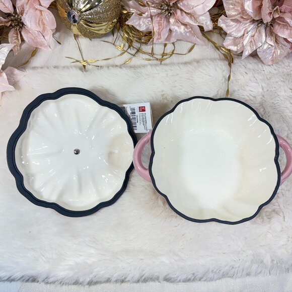 Smith & Clark Cast Iron Pink 2 QT Pumpkin Dutch Oven Gold Stem New READ - Picture 5 of 8